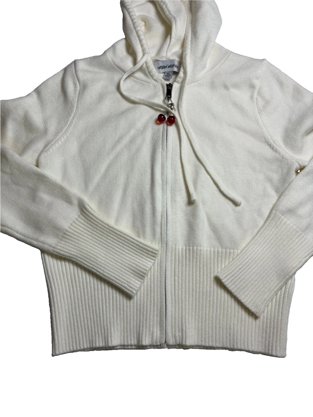 Urban Weekend White Hoodie Sweater Juniors XL Slim Fit Cropped - Picture 6 of 10